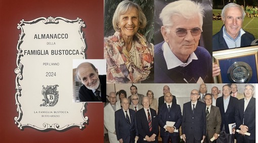 L'Almanacco e Angelo Prandoni. Nelle altre foto dall'alto a sinistra in senso orario Dolores Rusconi, Angelo Castiglioni, Gipo Calloni e una foto di gruppo in ospedale