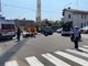 Le immagini dell'incidente tra un'auto e una moto a Busto all'incrocio tra viale delle Rimembranze e via Giordano Bruno