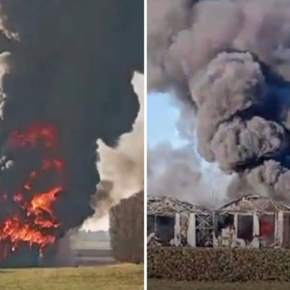 L'incendio al campo volo di Cogliate (foto da IlSaronno.it)