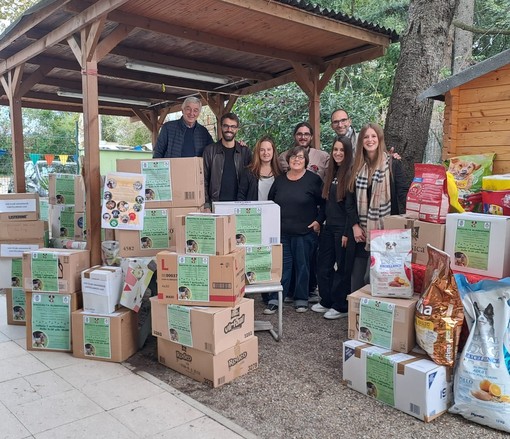 La consegna di cibo e prodotti per l'igiene al canile di Busto: raccolti ben oltre tre quintali