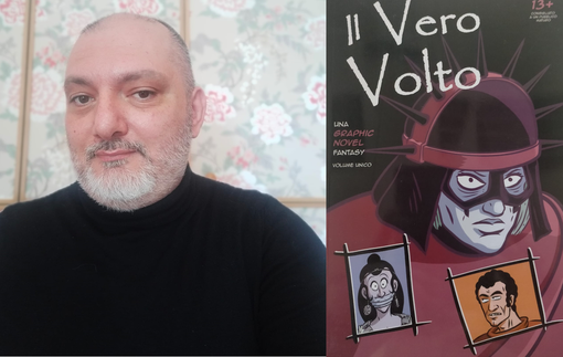 Marco Rossi e la copertina della sua graphic novel