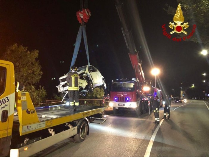 FOTO. Incidente sul lago Maggiore: sfonda sei metri di guard rail e precipita in un canneto