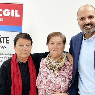 Da sinistra: Marina Marzoli, Loretta Bressan e Giacomo Licata (segretario generale Spi Cgil Varese)