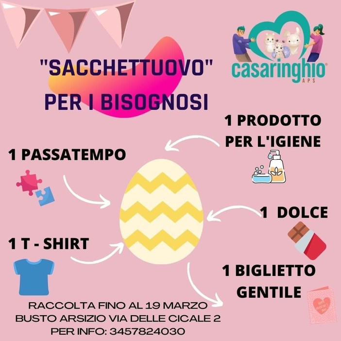 Una Pasqua solidale e più dolce con i “Sacchettuovo” di Casaringhio