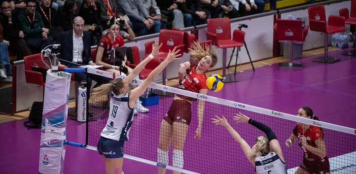 Una fase della partita tra Uyba e Milano (foto del match a cura di Fotografia Galbiati)