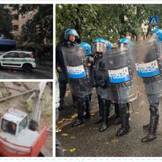 Bosco di via Curtatone, il giorno dello sgombero. Sul posto polizia ed elicottero. Motoseghe in azione