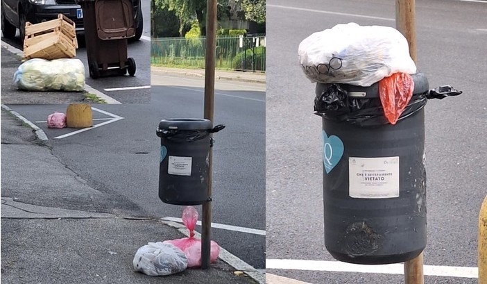 Sacchi rossi ieri e oggi in via Mameli