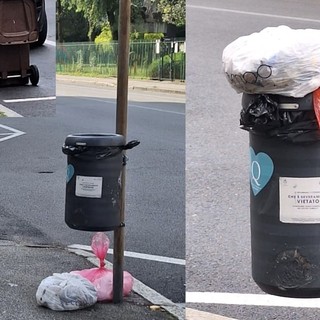 Sacchi rossi ieri e oggi in via Mameli