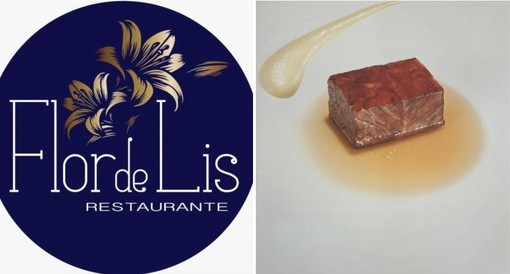 Il logo del ristorante Flor de Lis e uno dei piatti che verranno proposti