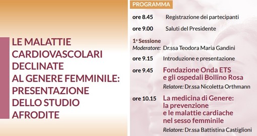 Le malattie cardiovascolari femminili: il 14 dicembre presentazione dello studio Afrodite