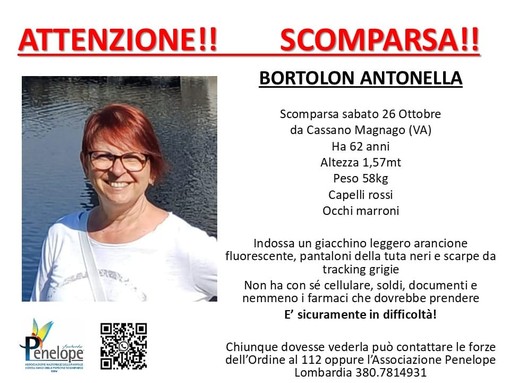 La locandina diffusa da Penelope Lombardia con il consenso della famiglia della signora Antonella