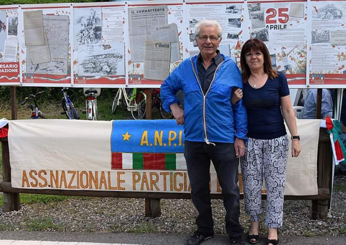 Angelo Colombo con il presidente Anpi Ester De Tomasi