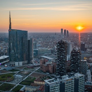 La vista dal 39° piano di Palazzo Lombardia, posizionato a un'altezza di 161 metri