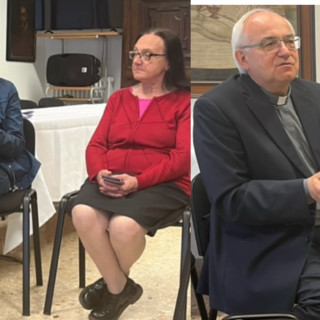 Da sinistra Marcolini, Gallazzi, Santinelli, monsignor Pagani e Attolini