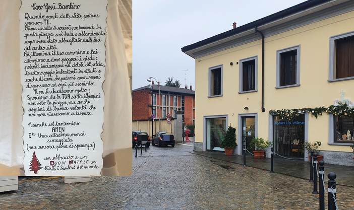 La letterina di Sara Pinto. Sotto, le foto della piazza e Anna Nedalini