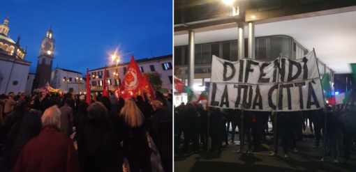 Presidio delle destre in centro: «Busto è nostra e ci appartiene». In piazza anche gli antifascisti