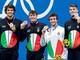 Secondo bronzo per Nicolò Martinenghi, secondo da sinistra con la medaglia appena conquistata nella staffetta mista 4x100 mista