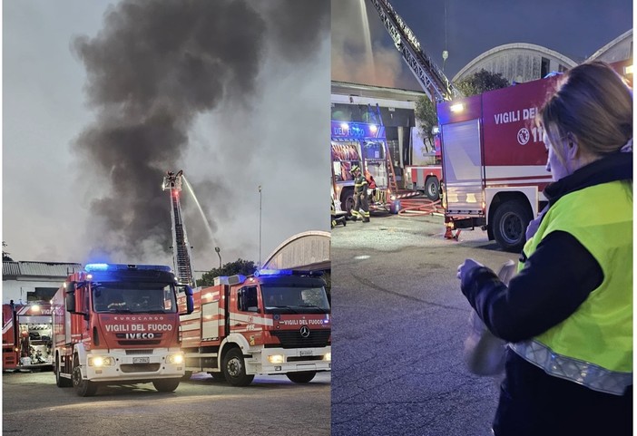 Il fumo che saliva sopra la ditta e la sindaca Ermoni sul posto