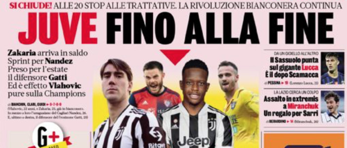 La prima pagina della Gazzetta