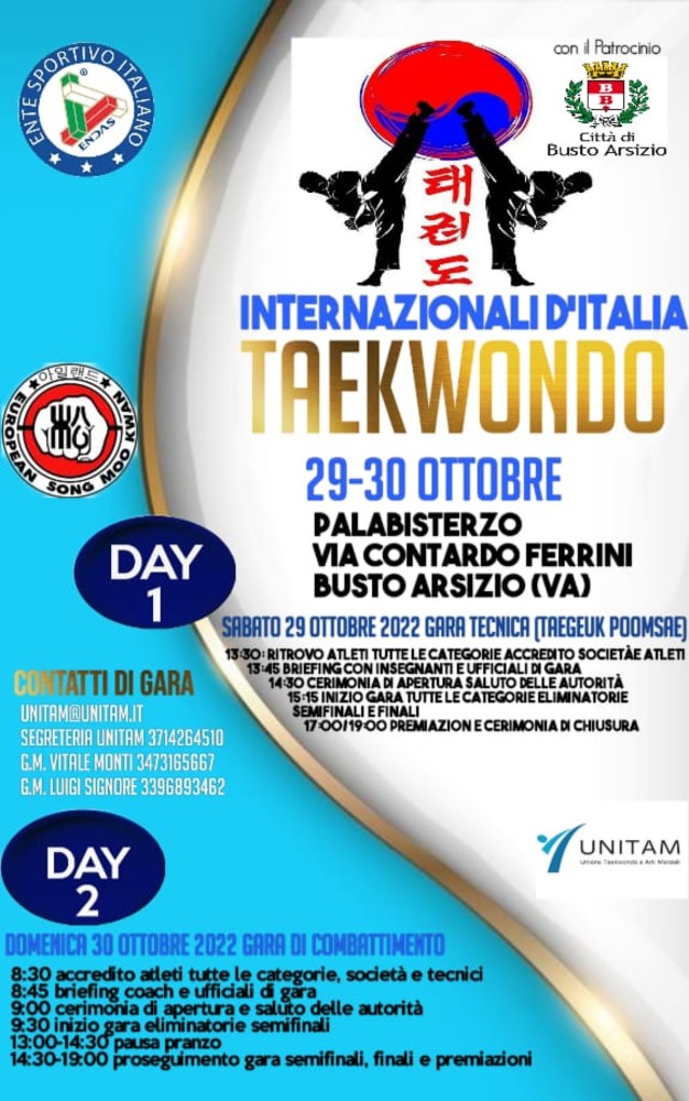 Internazionali d’Italia di Taekwondo al “Pala Bisterzo”