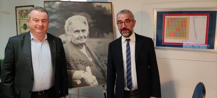 Mauro Ghisellini con Benedetto Scoppola, presidente dell’Opera Nazionale Montessori