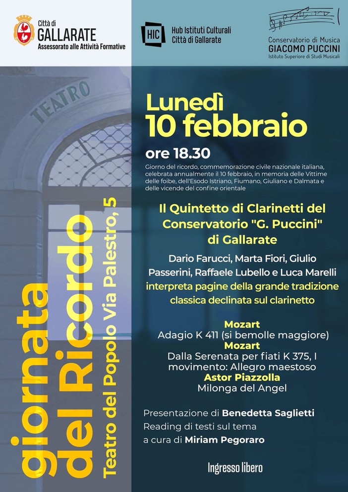 Giornata del Ricordo a Gallarate: memoria e cultura al Teatro del Popolo