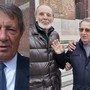 Giancarlo Macchi da solo e a destra in una foto con Angelo Prandoni ed Enrico Puricelli a una cerimonia alcuni anni fa