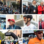 Una festa di popolo alla partenza della Gran Fondo Tre Valli Varesine con il ministro dell'Economia Giancarlo Giorgetti, il sindaco di Varese Davide Galimberti e il patron della Binda Renzo Oldani (fotoservizio Michele Del Re)