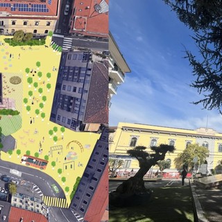 Il disegno pubblicato e la piazza durante l'ultima Settimana della mobilità