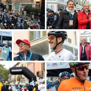 Una festa di popolo alla partenza della Gran Fondo Tre Valli Varesine con il ministro dell'Economia Giancarlo Giorgetti, il sindaco di Varese Davide Galimberti e il patron della Binda Renzo Oldani (fotoservizio Michele Del Re)