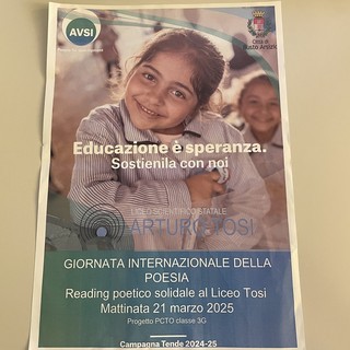 Il liceo Tosi celebra la &quot;Giornata della Poesia&quot; con un reading solidale sul tema della libertà