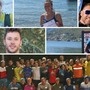 L'allenatore varesino Stefano Galante, il primo da sinistra in cima al collage, e alcuni dei ragazzi e degli adulti che superano ogni limite grazie allo sport e a Oxygen Triathlon