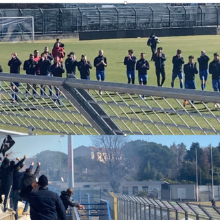 Pro Patria, gli ultras incitano agli allenamenti. I tigrotti applaudono