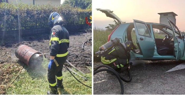 Le fiamme circoscritte a Casciago (a sinistra) e a Cadrezzate con Osmate (destra)