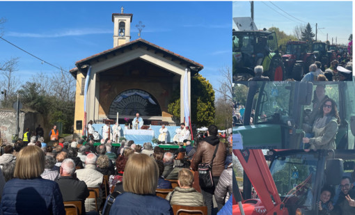 VIDEO E FOTO. File di trattori, folla in festa e una preghiera nella preghiera a Busto: «Che arrivi l'acqua»